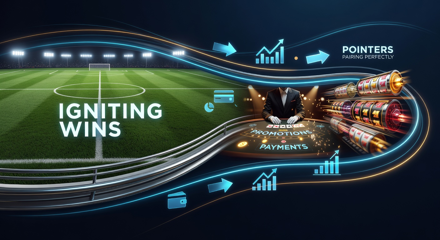 Vibrant stadium lights illuminating a soccer pitch during a night match, with overlaid graphics of betting promotions and fast payment icons