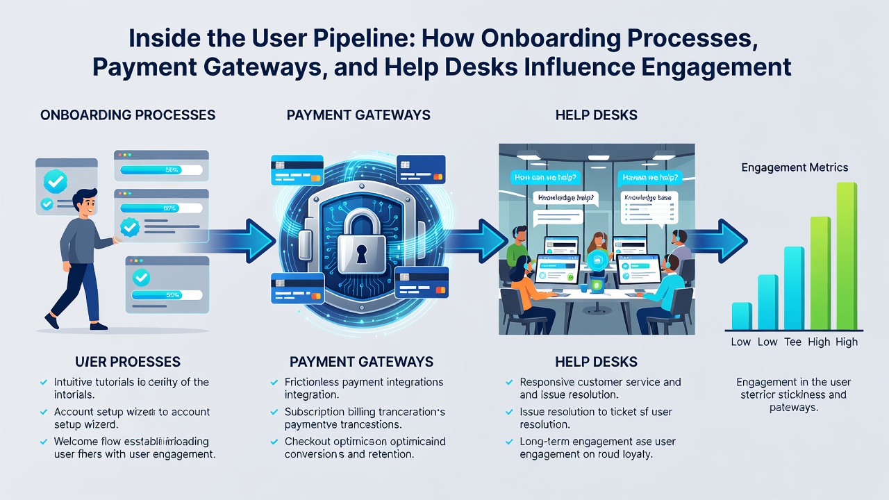 Payment gateway flow diagram illustrating deposit and withdrawal paths connecting to soccer, racing, and casino engagement metrics