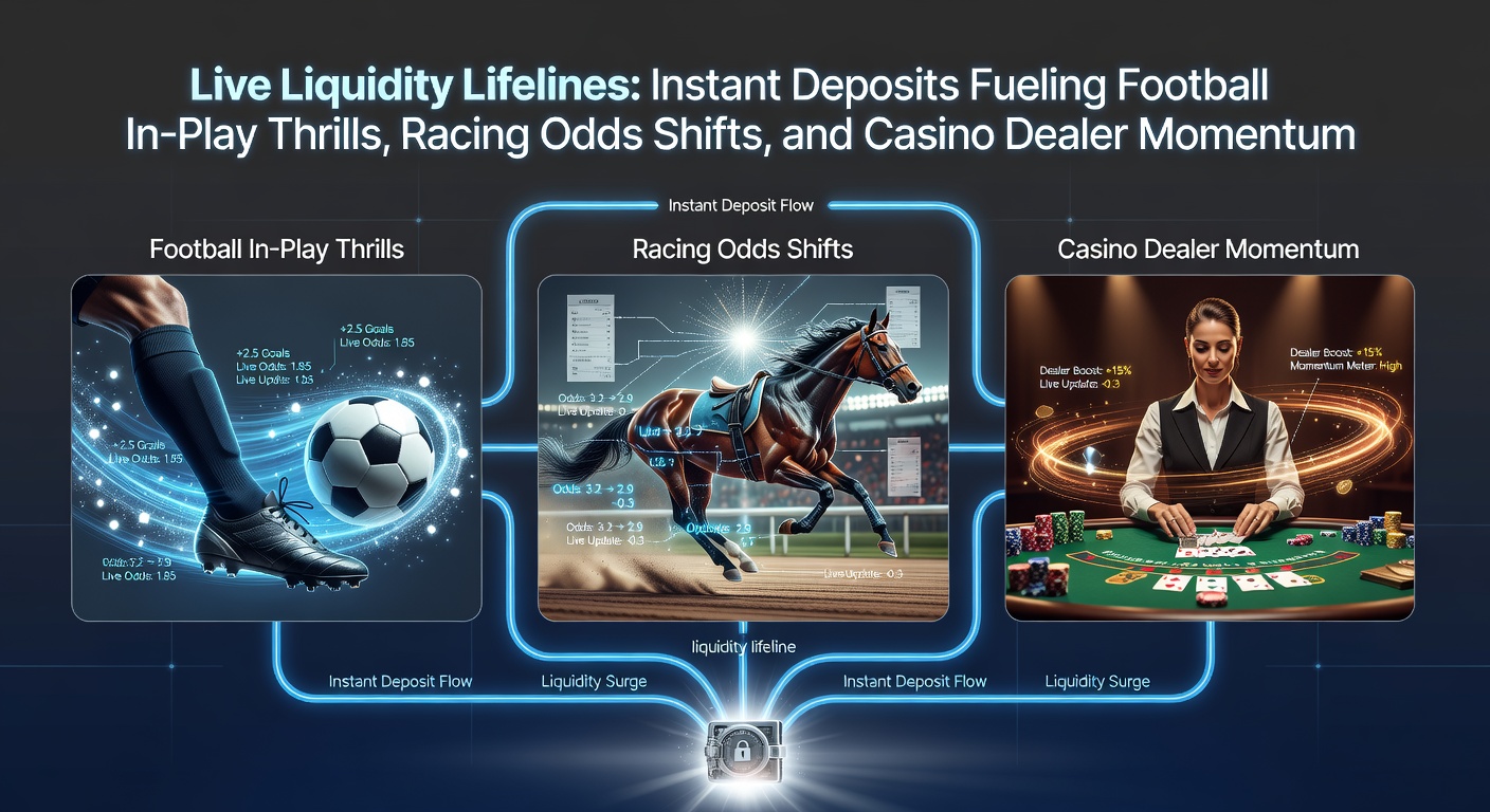 Dynamic in-play football betting screen showing live odds updates during a Premier League match, with instant deposit options highlighted