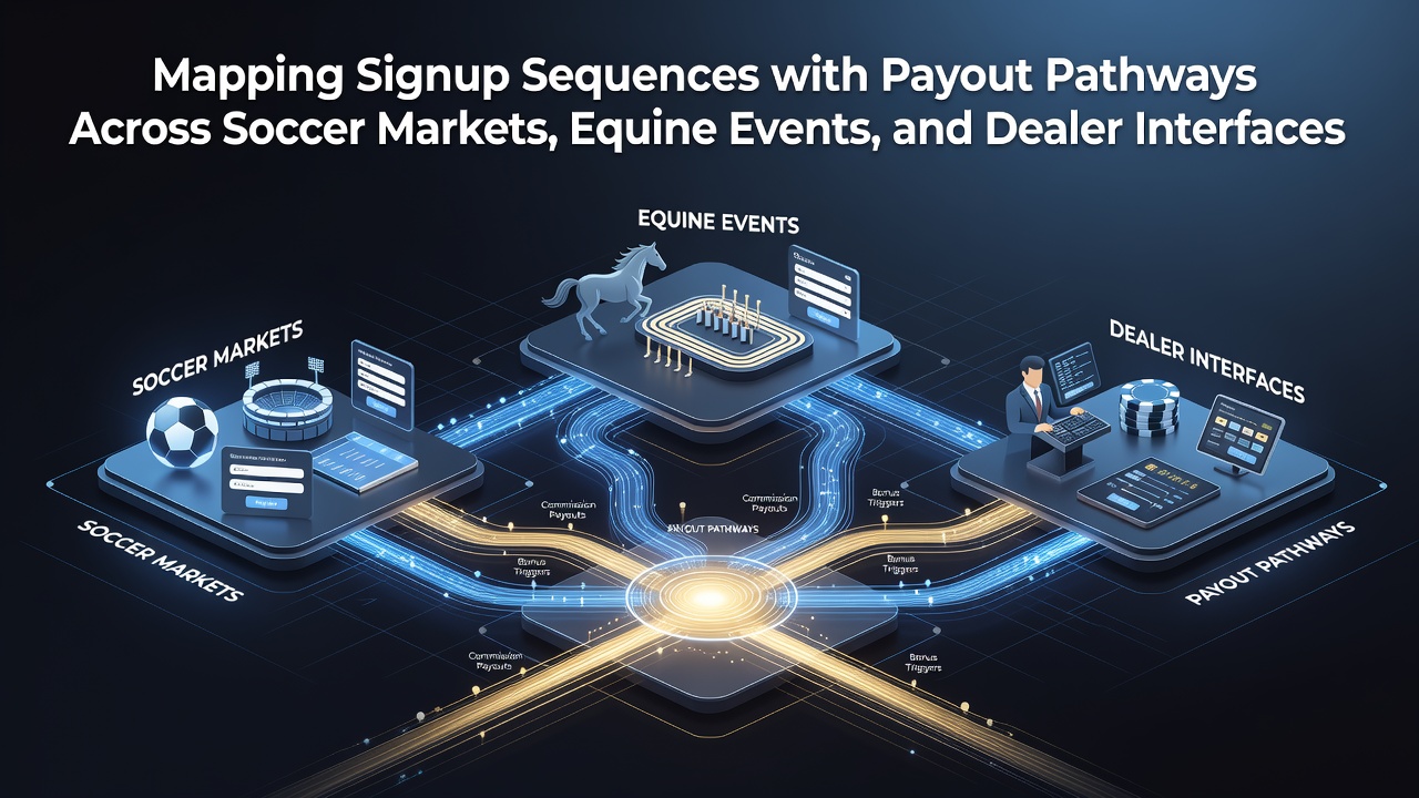 Diagram showing signup sequences and payout pathways across different betting markets